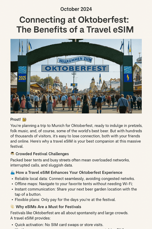 πΊ Connecting at Oktoberfest: The Benefits of a Travel eSIM - EC eSIM