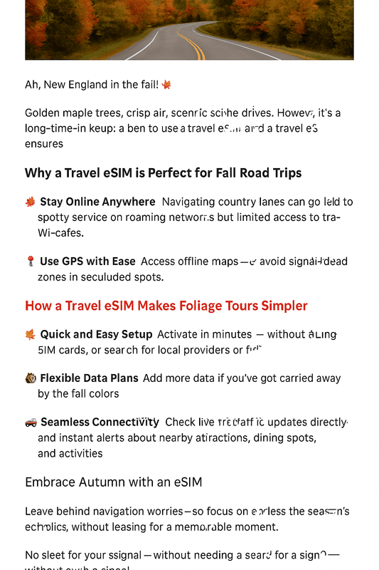 🍂 Navigating Fall Foliage Tours with a Travel eSIM - EC eSIM
